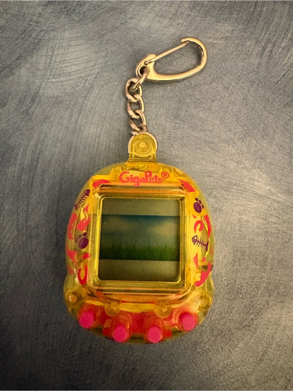 Yellow Virtual Pet Keychain by - Yellow/Pink